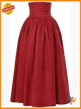 High Waisted Faux Suede Gothic Walking Skirt Steampunk Edwardian